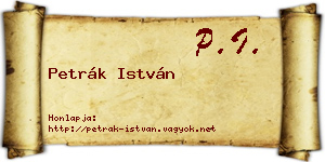 Petrák István névjegykártya